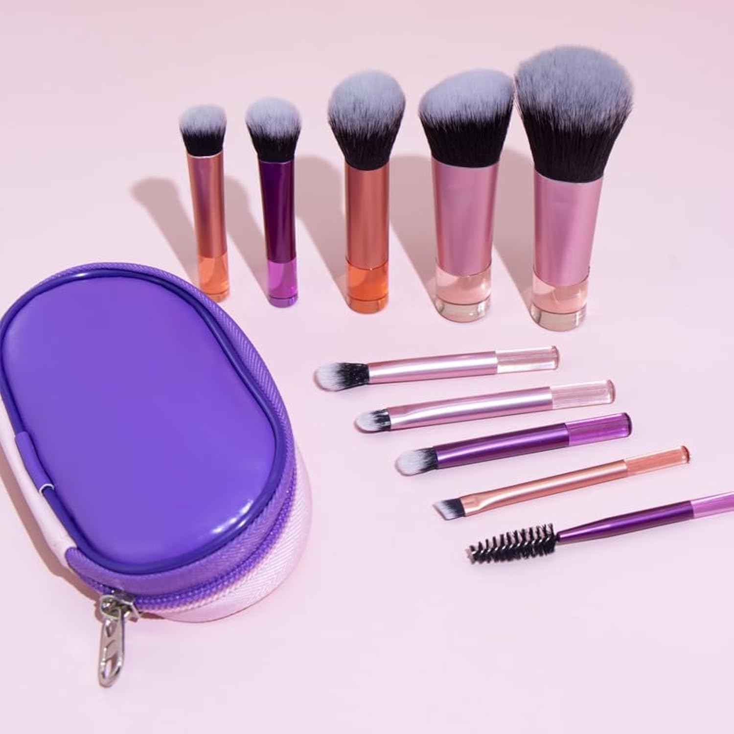 MAYCREATE® Portable ON THE GO Makeup Brush Set, 10pcs Easy-taken Mini Full Complete Function Cosmetic Brushes Kit with Brush Pouch (colorful) MAYCREATE® Portable ON THE GO Makeup Brush Set, 10pcs Easy-taken Mini Full Complete Function Cosmetic Brushes Kit with Brush Pouch (colorful)